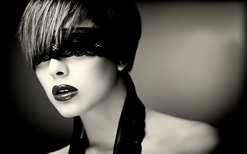 Woman with Blindfold — Black, Dramatic, Photograph