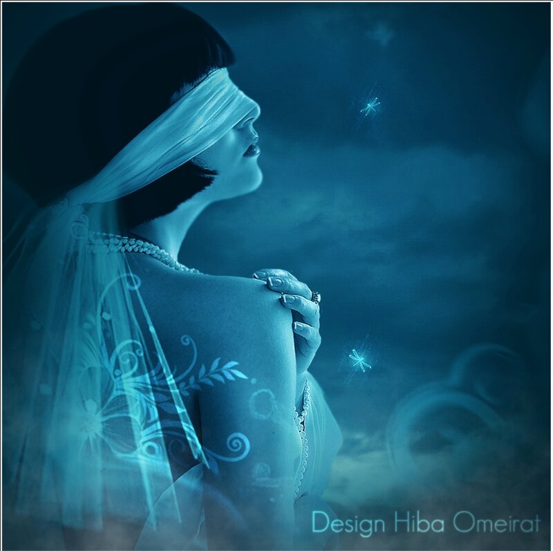 Woman with Blindfold — Blue, Dreamy