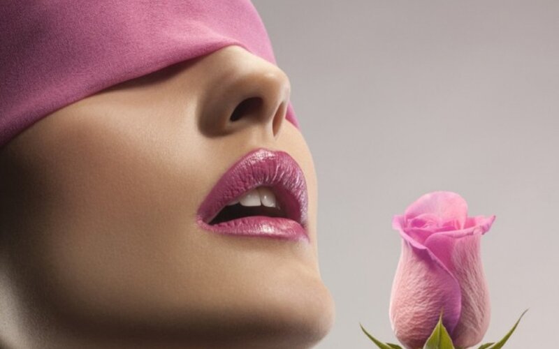 Woman with Blindfold — Pink, Serene