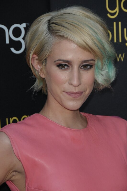 woman with blonde and green hair