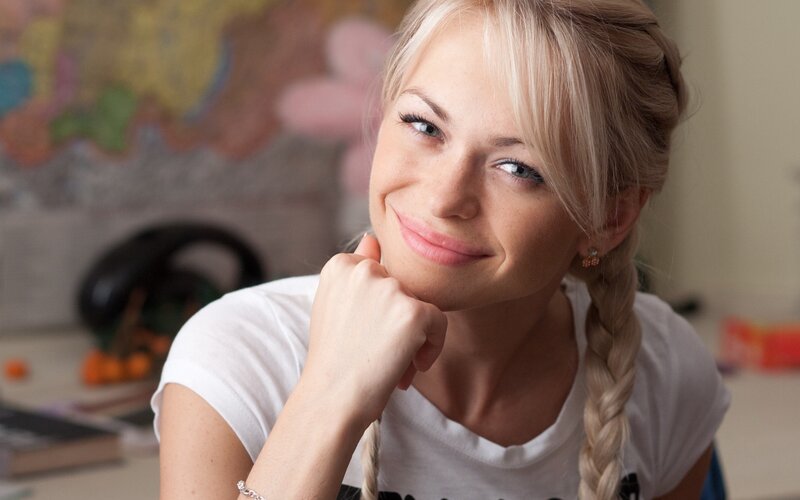 Woman with Blonde Braids — Calm