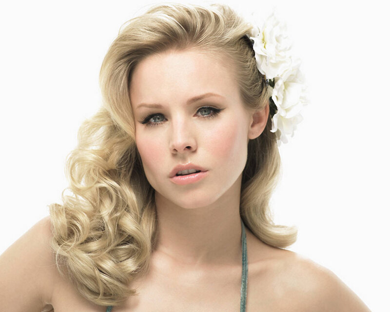woman with blonde hair and flowers