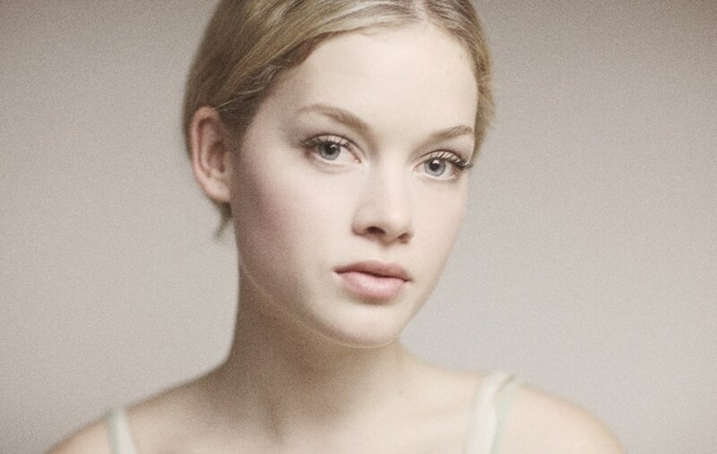 Woman with Blonde Hair — Beige, Neutral, Photograph, Blonde Hair, Blue Eyes, Tank Top
