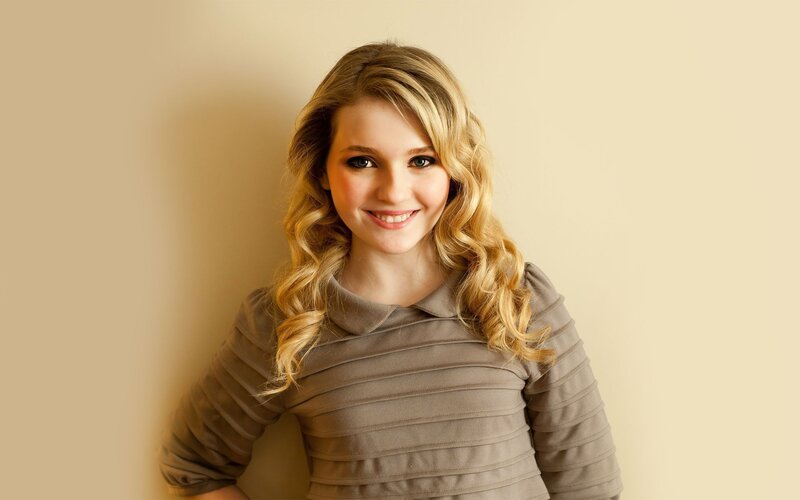Woman with Blonde Hair — Beige, Neutral, Photograph, Blonde Hair, Brown Dress
