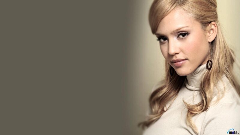 Woman with Blonde Hair — Beige, Neutral, Photograph, Turtleneck Sweater, Earrings, Blonde Hair