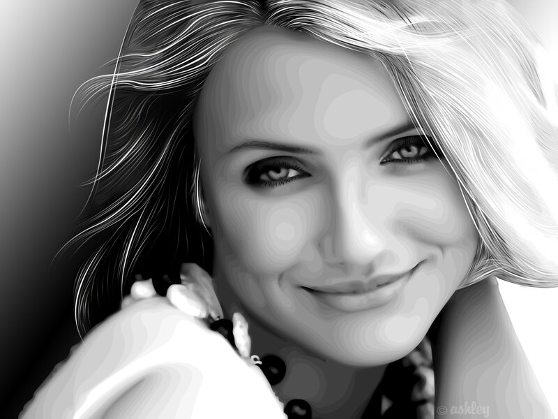 Woman with Blonde Hair — Black, Calm, Digital Art