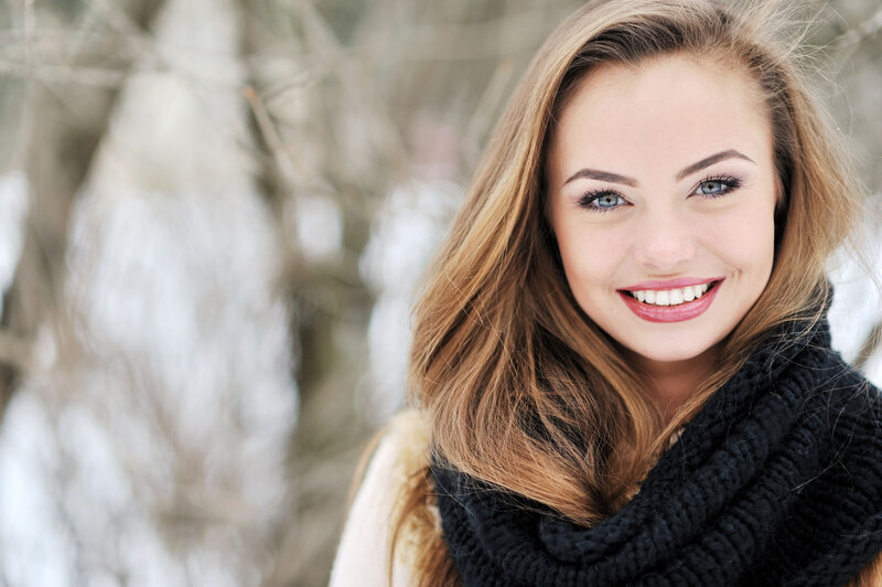Woman with Blonde Hair — Black, Calm, Winter
