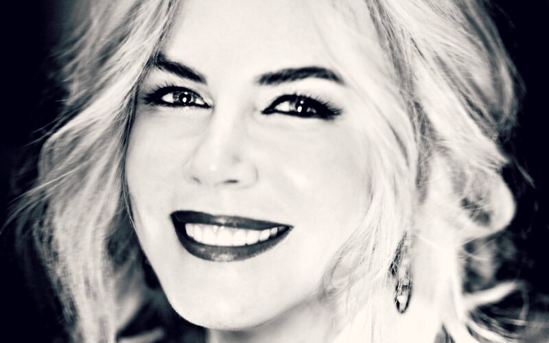 Woman with Blonde Hair — Black, Confident, Photograph, Smile