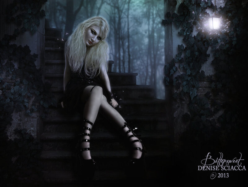 Woman with Blonde Hair — Black, Dark, Night