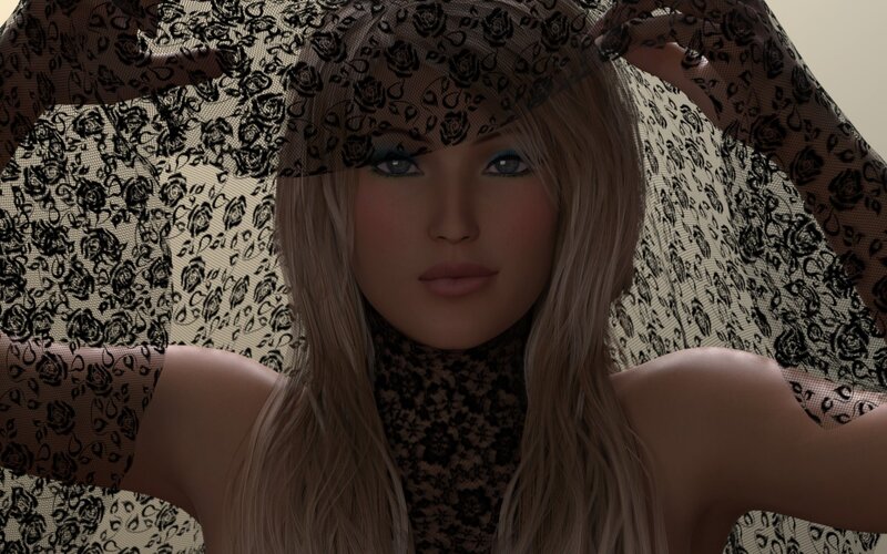 Woman with Blonde Hair — Black, Dramatic, 3d Render