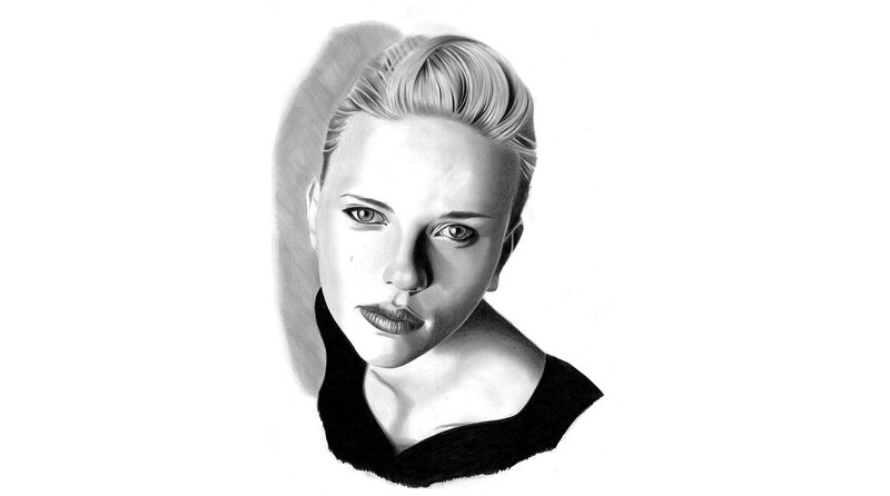 Woman with Blonde Hair — Black, Dramatic, Illustration, Black Top
