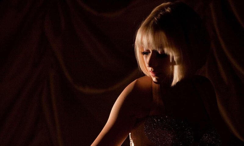 Woman with Blonde Hair — Black, Dramatic, Night, Photograph, Blonde Hair, Dark Background