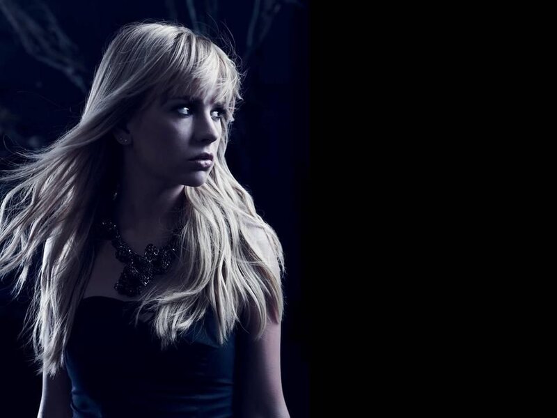 Woman with Blonde Hair — Black, Dramatic, Night, Photograph, Necklace, Dark Background