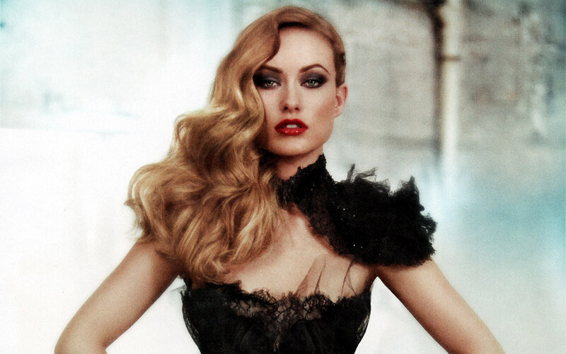 Woman with Blonde Hair — Black, Dramatic, Photograph, Black Dress, Red Lipstick
