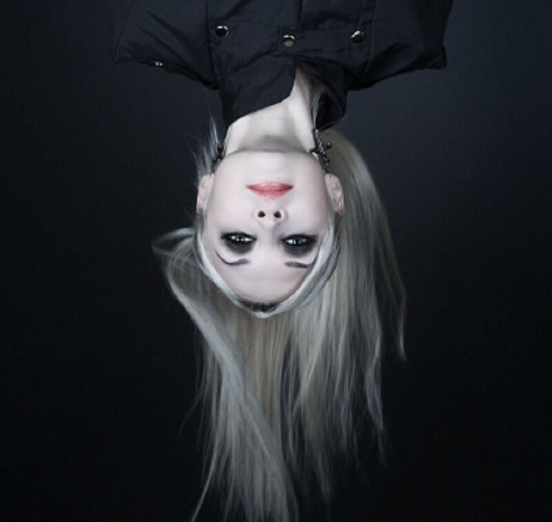 Woman with Blonde Hair — Black, Dramatic, Photograph, Black Jacket
