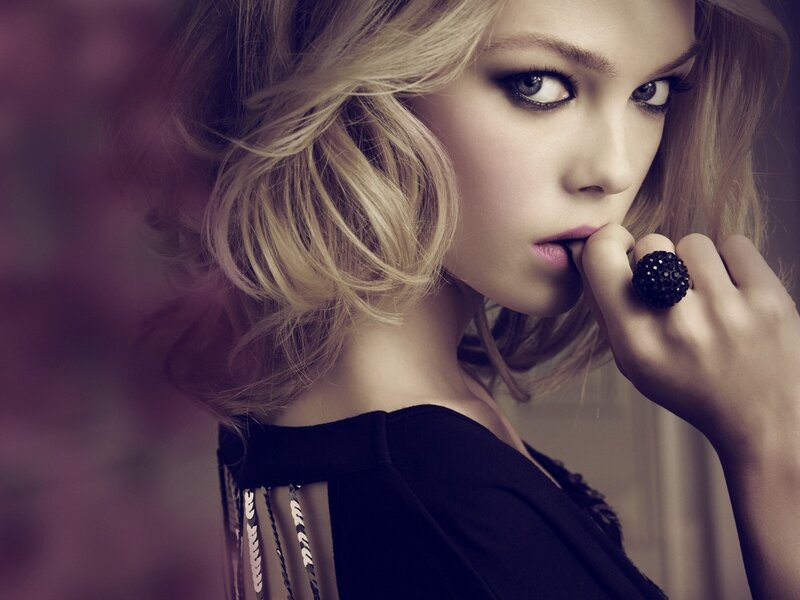 Woman with Blonde Hair — Black, Dramatic, Photograph, Black Ring