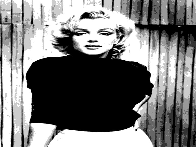 Woman with Blonde Hair — Black, Dramatic, Photograph, Black Top, White Skirt