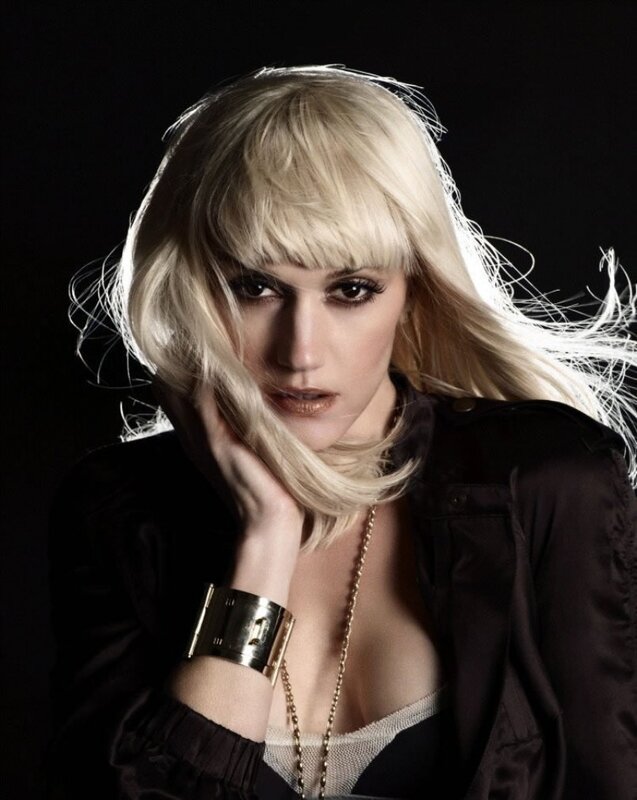 Woman with Blonde Hair — Black, Dramatic, Photograph, Blonde Hair, Black Jacket, Gold Bracelet, White, Gold