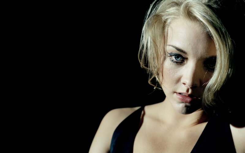 Woman with Blonde Hair — Black, Dramatic, Photograph, Blonde Hair, Black Top, Dark Background, White, Blue