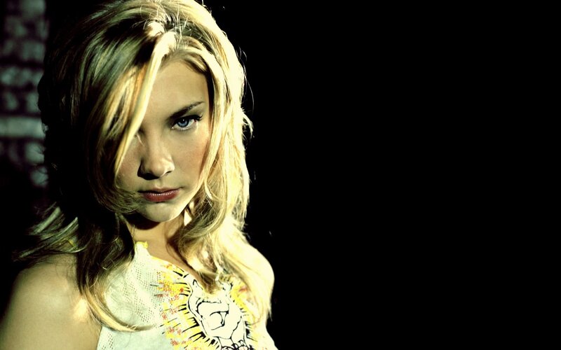 Woman with Blonde Hair — Black, Dramatic, Photograph, Blonde Hair, Blue Eyes, White Top, Yellow