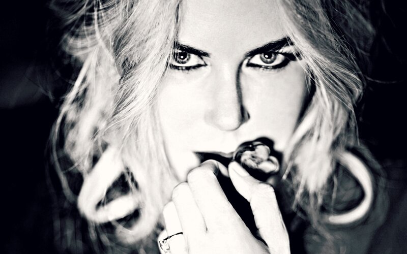 Woman with Blonde Hair — Black, Dramatic, Photograph, Cigarette, Ring