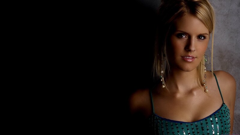 Woman with Blonde Hair — Black, Dramatic, Photograph, Earrings, Sequined Top