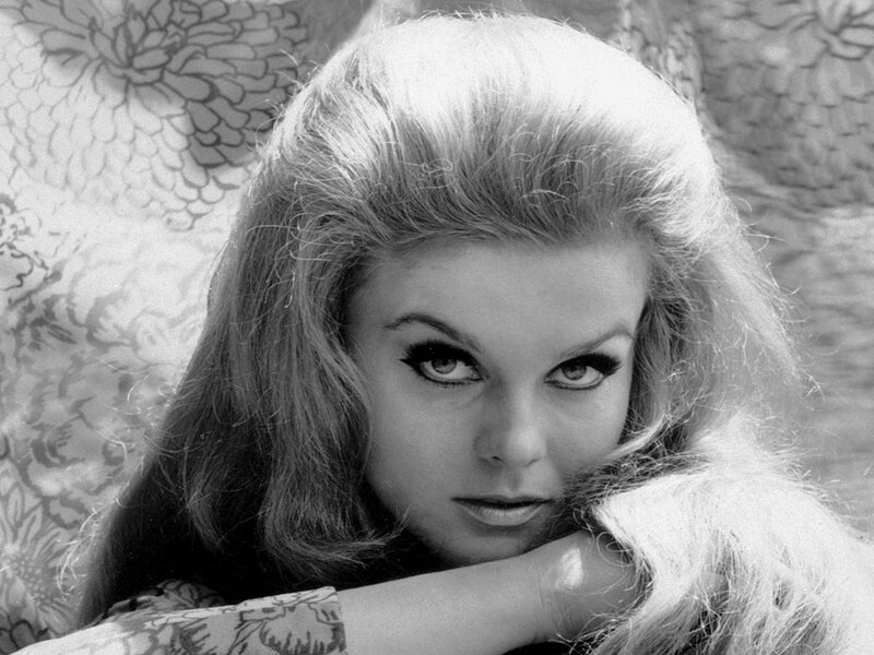 Woman with Blonde Hair — Black, Dramatic, Photograph, Eyes, Patterned Fabric