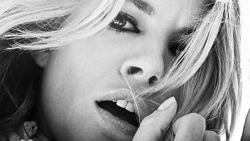 Woman with Blonde Hair — Black, Dramatic, Photograph, Hand, Mouth