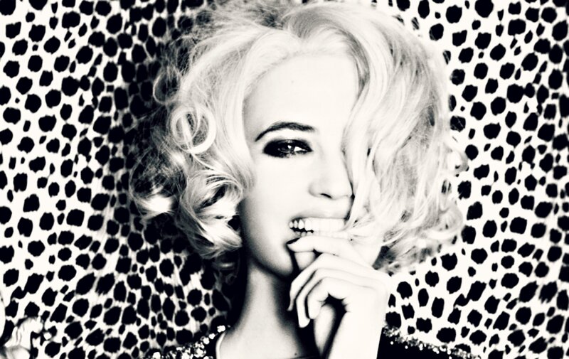 Woman with Blonde Hair — Black, Dramatic, Photograph, Leopard Print