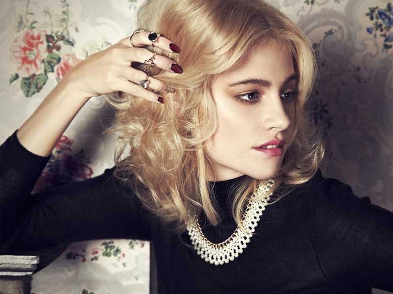 Woman with Blonde Hair — Black, Dramatic, Photograph, Rings