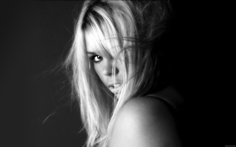Woman with Blonde Hair — Black, Dramatic, Photograph, Shoulder, Eyes, White
