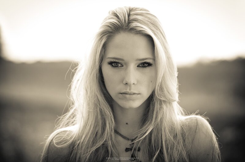 Woman with Blonde Hair — Black, Dramatic, Sunset, Photograph, Necklace