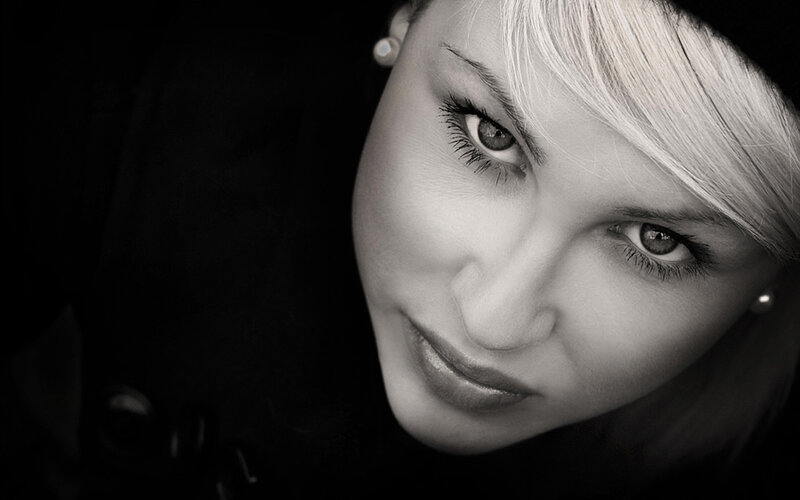 Woman with Blonde Hair — Black, Dramatic
