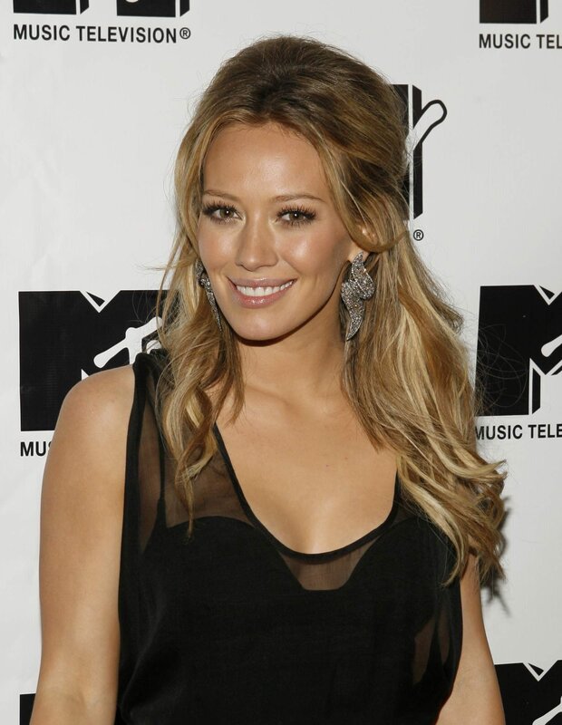 Woman with Blonde Hair — Black, Formal, Photograph, Black Dress, Earrings, Mtv Logo