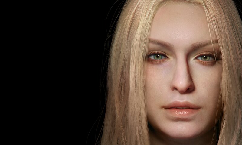 Woman with Blonde Hair — Black, Neutral, 3d Render