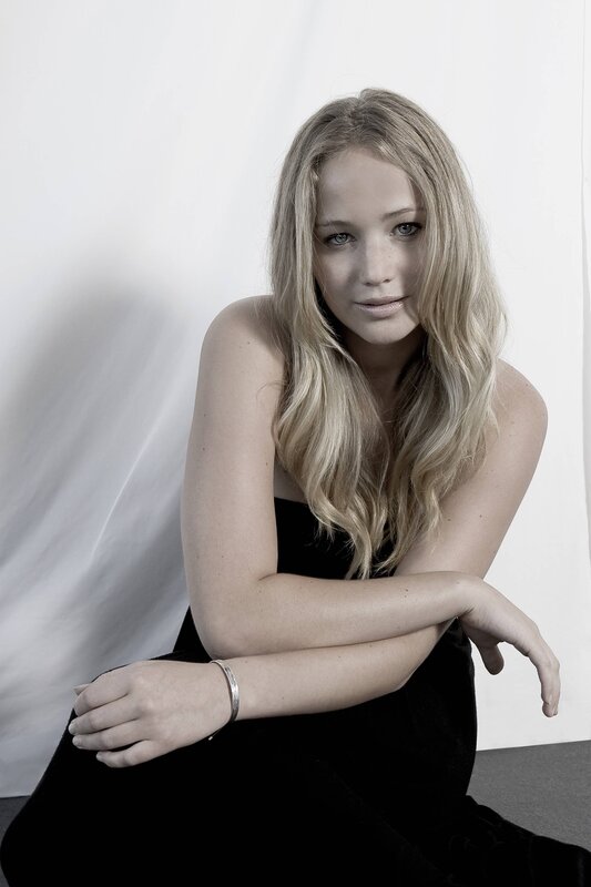 Woman with Blonde Hair — Black, Neutral, Photograph, Black Dress, Silver Bracelet