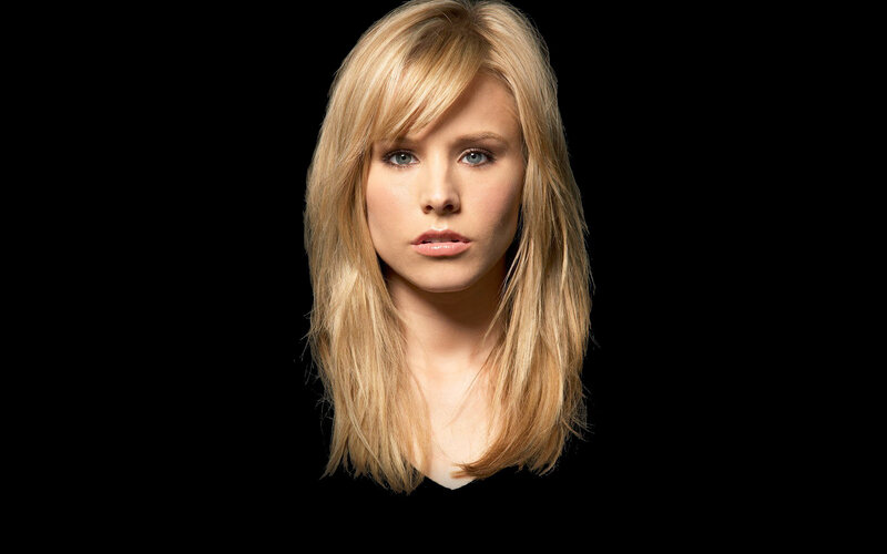 Woman with Blonde Hair — Black, Neutral, Photograph, Blonde Hair, Blue Eyes