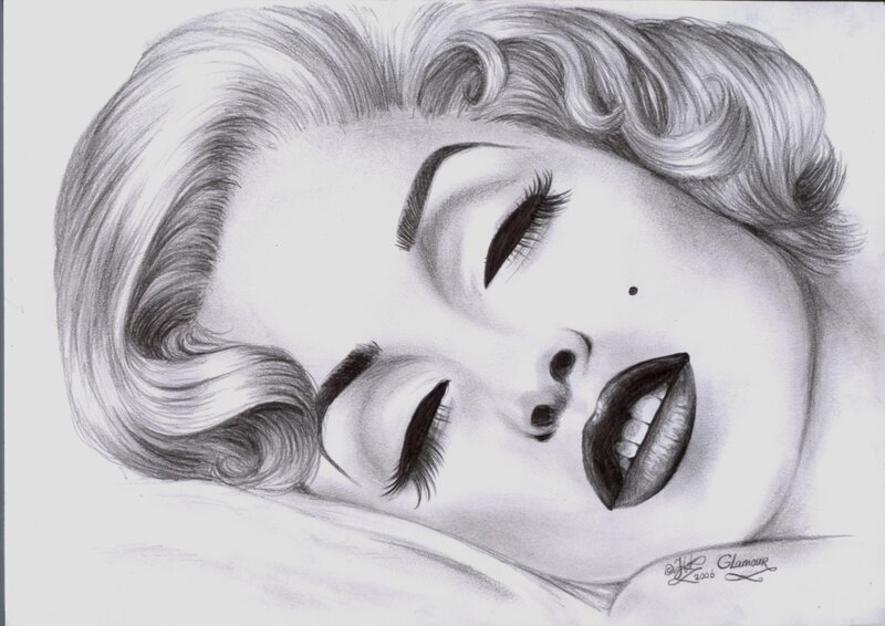 Woman with Blonde Hair — Black, Serene, Illustration