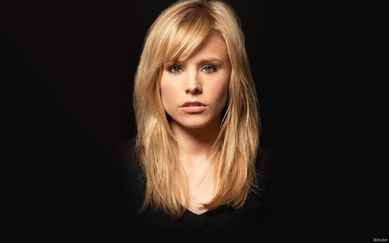 Woman with Blonde Hair — Black, Serious, Photograph, Blonde Hair, Blue Eyes, Black Background