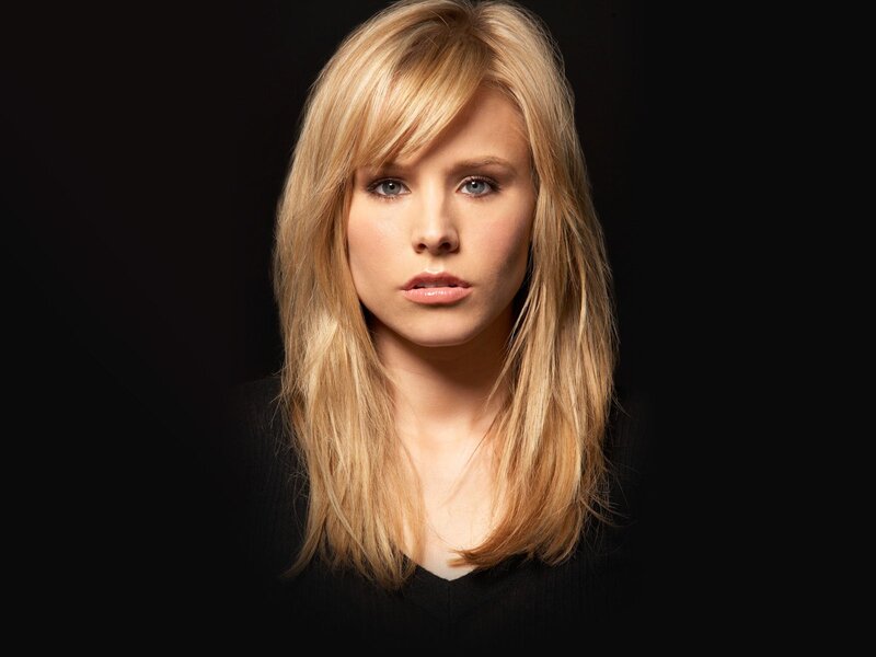 Woman with Blonde Hair — Black, Serious, Photograph, Blonde Hair, Blue Eyes, Black Background, White