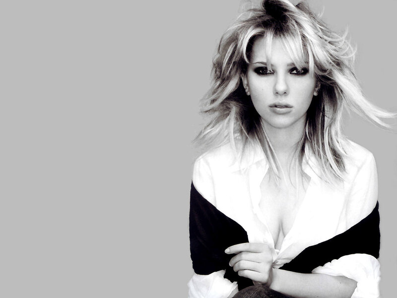 Woman with Blonde Hair — Black, Serious, Photograph, Blonde Hair, White Shirt