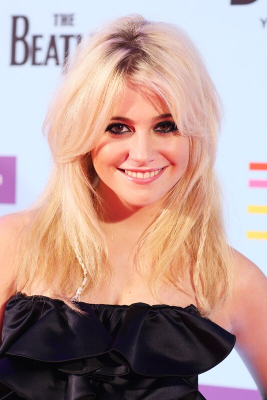 Woman with Blonde Hair — Black, Smiling, Photograph, Black Dress, Makeup