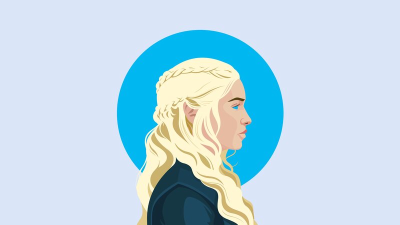Woman with Blonde Hair — Blue, Calm, Illustration