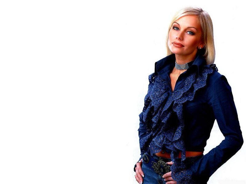 Woman with Blonde Hair — Blue, Confident, Photograph, Blonde Hair, Blue Shirt
