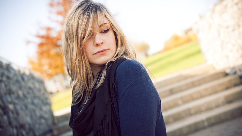 Woman with Blonde Hair — Blue, Contemplative, Autumn