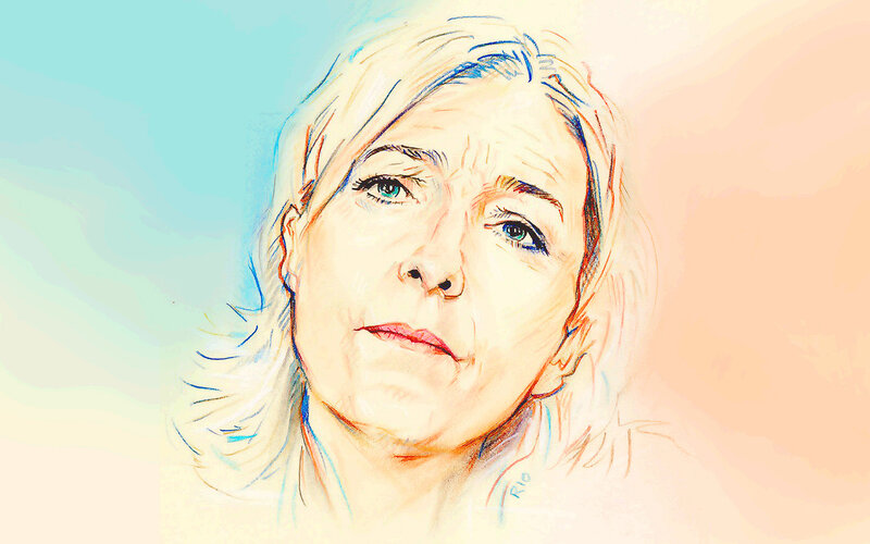 Woman with Blonde Hair — Blue, Contemplative, Illustration