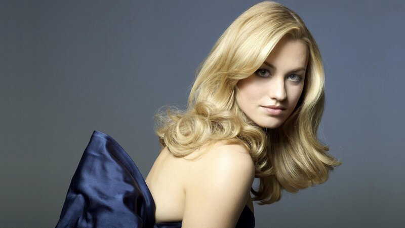 Woman with Blonde Hair — Blue, Dramatic, Photograph, Blue Fabric, Studio Lighting