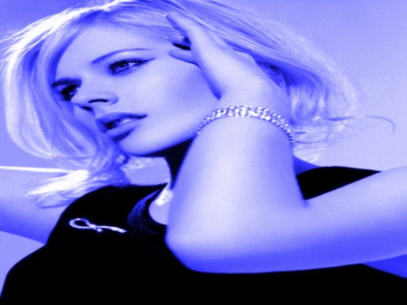 Woman with Blonde Hair — Blue, Dramatic, Photograph, Hand