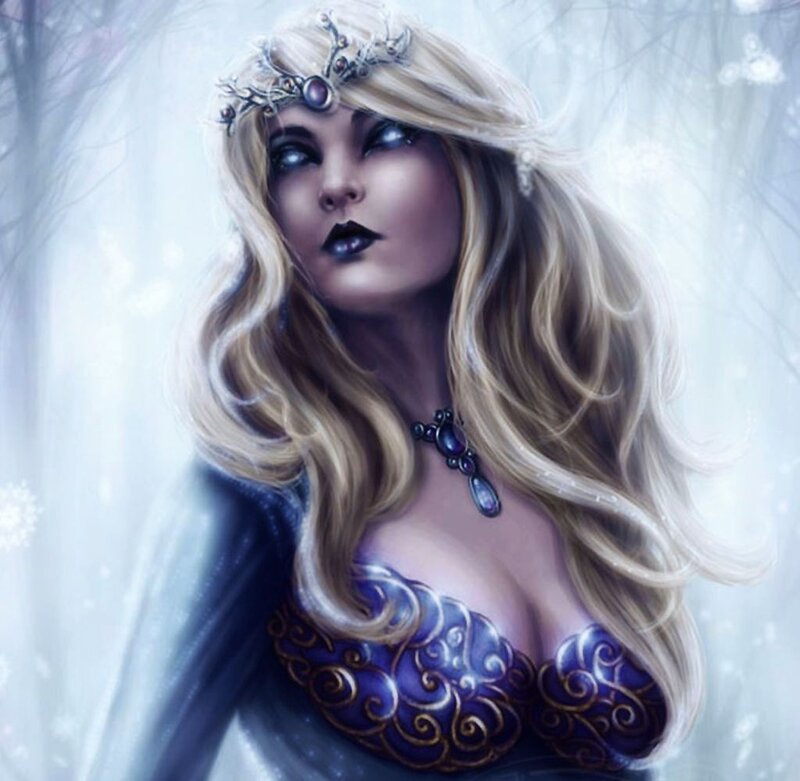 Woman with Blonde Hair — Blue, Dramatic, Winter, Digital Art