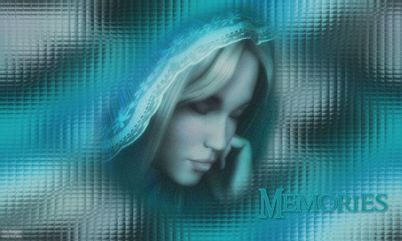 Woman with Blonde Hair — Blue, Dreamy, Digital Art, Veil